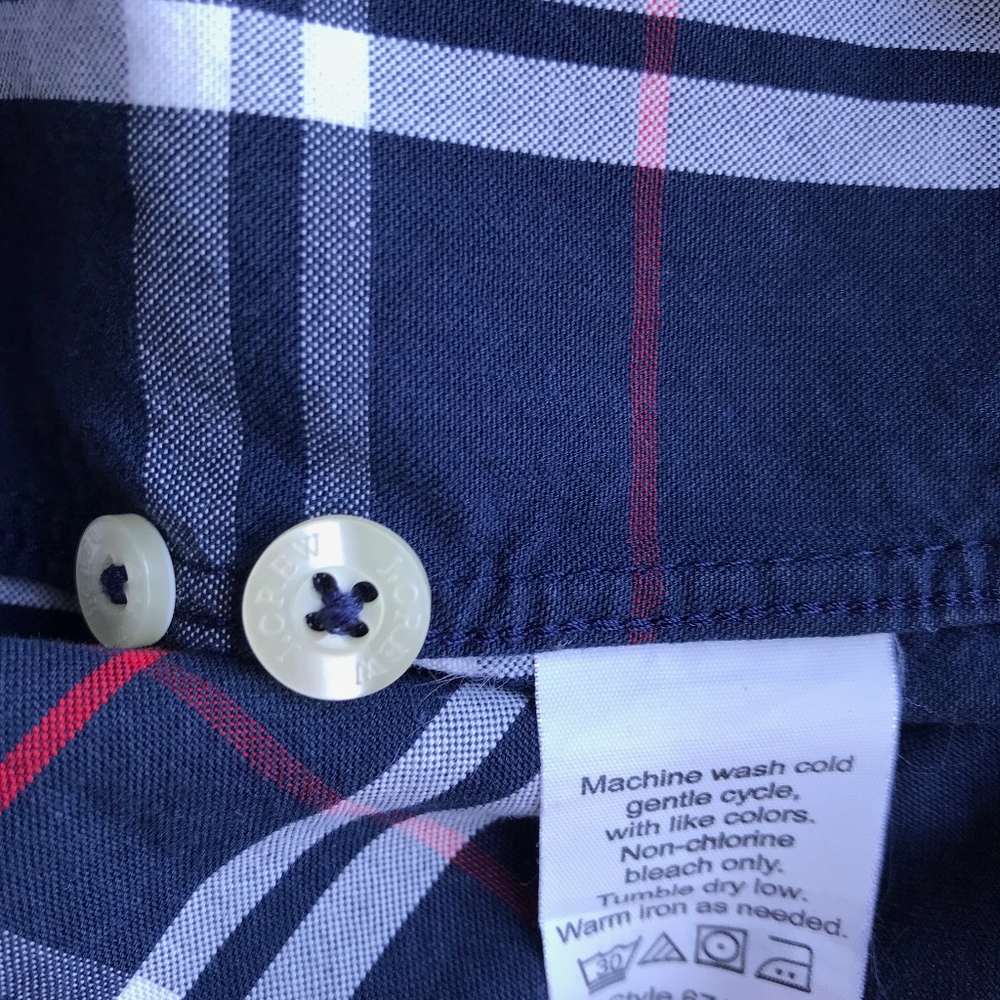 J. Crew Long Sleeve Plaid Sunwashed Oxford Mens LG - Picture 5 of 5